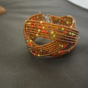 Multi Strand Bracelet Seed Bead Criss-Cross Boho Style